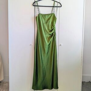 Zara Green Satin Maxi Dress